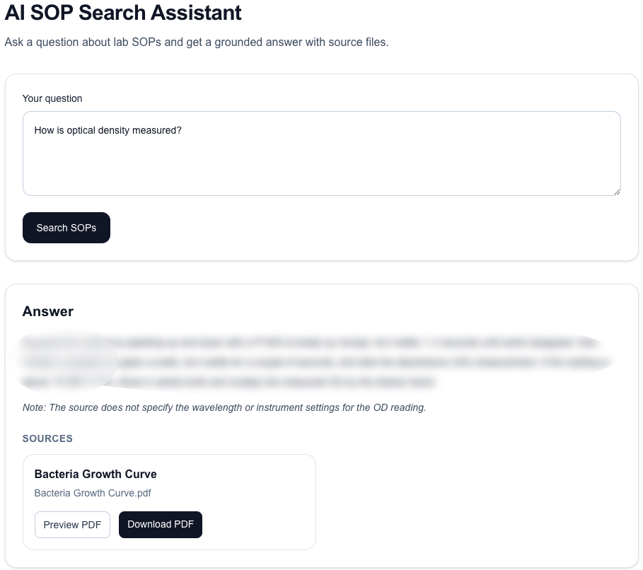AI-Assisted Search System for Laboratory SOPs